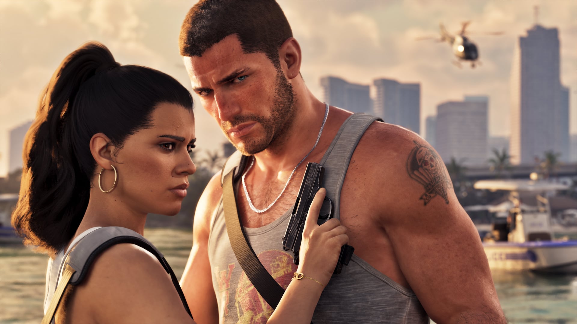 Jason and Lucia together in an official Grand Theft Auto VI screenshot